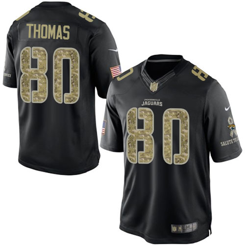 Men's Elite Julius Thomas Nike Jersey Black - #80 Salute to Service NFL Jacksonville Jaguars